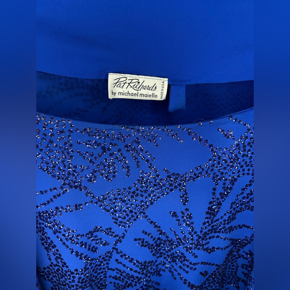 Women’s Pat Richards Vintage Vtg 80s Blue Floral Baggy Maxi Dress Designer 8 - Picture 3 of 4